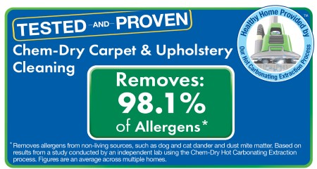 Chem-Dry Carpet and Upholstery Cleaning removes 98.1& of non-living allergens